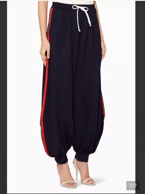 Gucci Black Wide-Leg Track Pants with Red & Green Side Stripes